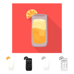 Vector illustration of cocktail and glass icon. Set of cocktail and lemon stock vector illustration.