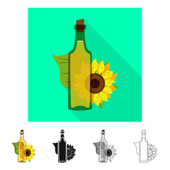 Isolated object of sunflower and food  symbol. Set of sunflower and pure  vector icon for stock.