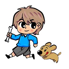 boy and dog