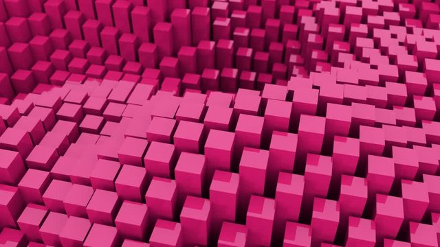 Abstract 3D cubes waves background animation. Creative shapes objects 4k looping footage. Set of 7 different colors.