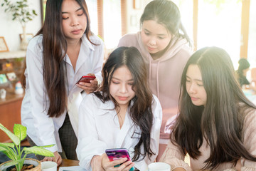 Group of business asian women discussion business model