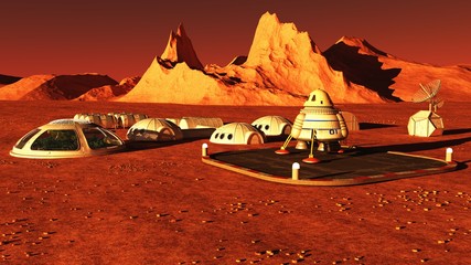 The image of Mars base 3D illustration
