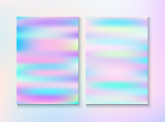 Modern Glitch Rainbow Music Party Vector Poster Set.