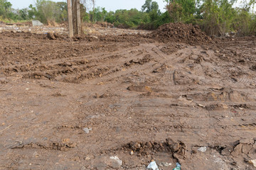 brown dirt on construction site at Thailand