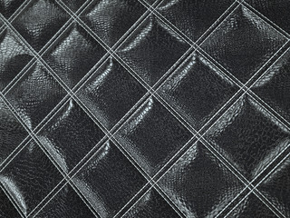 Alligator or snake black Leather Square stitched texture