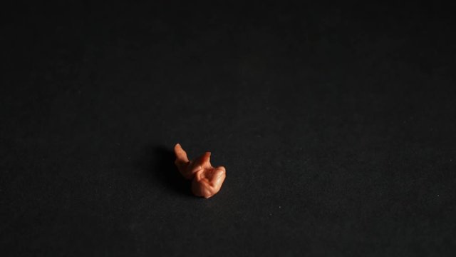 Used chewing gum on black background; isolated; rotating.