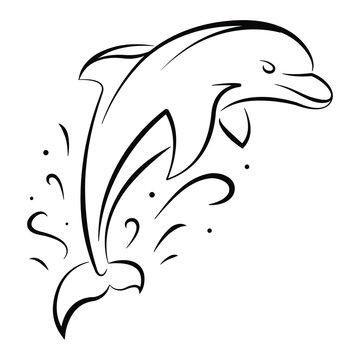 Cartoon Dolphin Jumping Over the Sea Waves