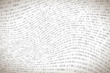 Complicated crypto symbols twisted on white, data encryption binary code concept