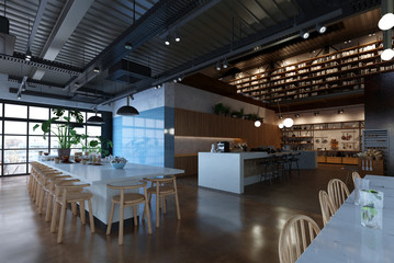 restaurant, interior visualization, 3D illustration