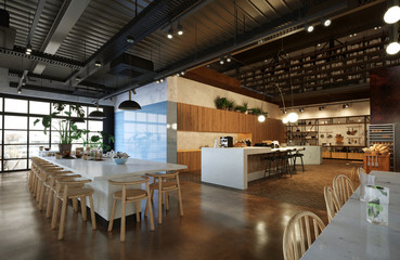 restaurant, interior visualization, 3D illustration