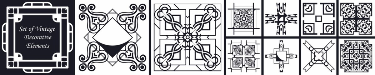 Set of vector logo design templates concept in modern art deco style. Emblems for fashion, beauty and jewelry industry