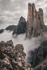 clouds on mountain peaks