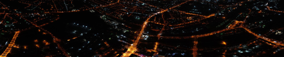 Panorama at night, the city of Rivne, Ukraine