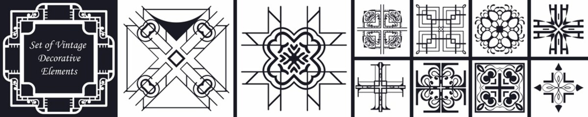 Set of vector logo design templates concept in modern art deco style. Emblems for fashion, beauty and jewelry industry