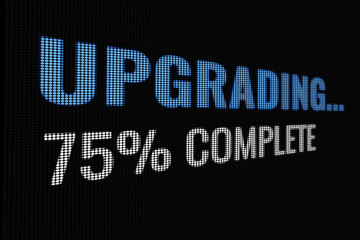 Upgrading 75% complete word on dark screen