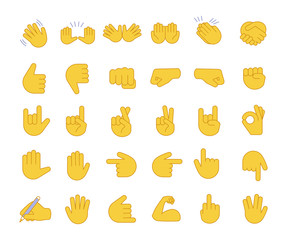 Hand gesture emojis color icons set