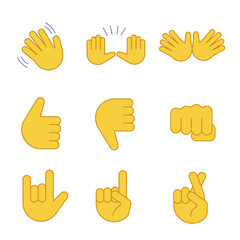 Hand gesture emojis color icons set