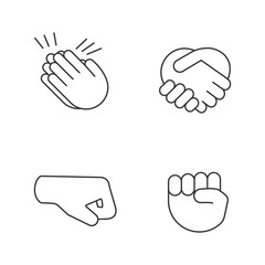Hand gesture emojis linear icons set