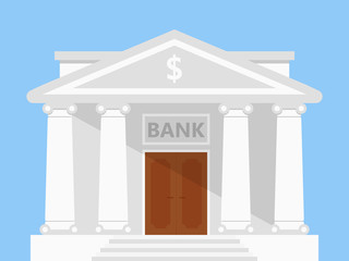 Bank building isolated on white background. Vector illustration. Flat style
