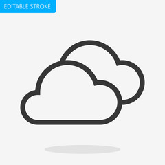 Clouds Icon Editable Stroke Pixel Perfect Vector