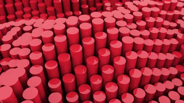 Abstract 3D cylinders waves background animation. Creative shapes objects 4k looping footage. Set of 7 different colors.