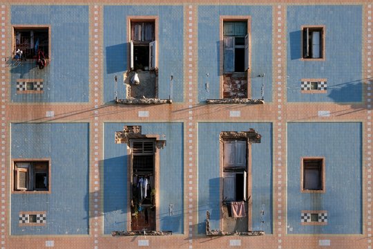 Run-down house facade, historic centre, Havana, Cuba, Central America