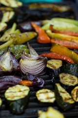 Grilled vegetables cooked on the grill in the restaurant 