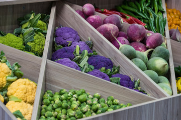 Fresh vegetables background close-up of tomatoes, cucumbers, onions 