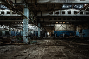 Fototapeta na wymiar Building interior in Jupiter Factory, Chernobyl Exclusion Zone 2019
