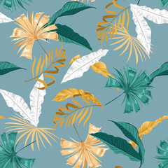 Vector Summer wild leaves and Floral seamless pattern, plant with, design for fashion,fabric,web,wallpaper and all prints
