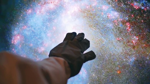 Astronaut exploring the space from his capsule