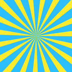 Yellow and ฺฺBlue Summer Abstract Comic Cartoon Sunlight Background. Vector Illustration.
