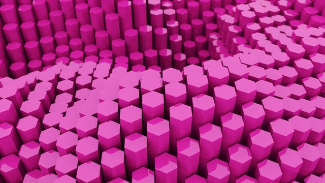 Abstract 3D hexagon waves background animation. Creative shapes objects 4k looping footage. Set of 7 different colors.