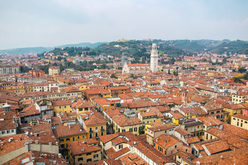 Fototapeta na wymiar View of Verona from Lamberti tower