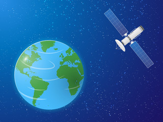 Earth and Satellite illustration Icon