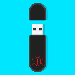 Virus on Flash Drive Icon Vector