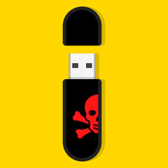 Virus on Flash Drive Icon Vector
