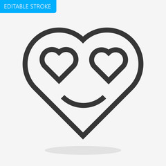 Heart shape emoticon Icon Editable Stroke Pixel Perfect Vector