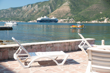 cruise liner close to seashore in montenegro