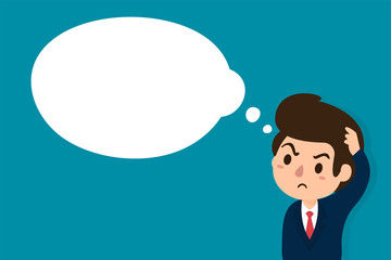 Businessmen who are skeptical or are making decisions With an empty idea box.