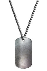chrome metal tag and necklace.