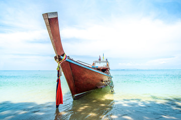 Long tail boat in rawai beach phuket thailand for tourism,Tropical sea beach with sea scape on thailand