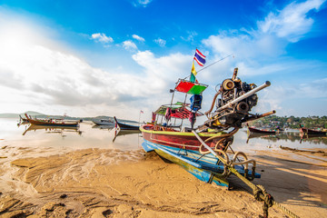 Long tail boat in rawai beach phuket thailand for tourism,Tropical sea beach with sea scape on thailand