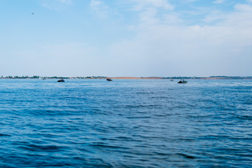 Fishing boats on the sea.