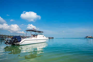 speed boat in tropical sea koh-samui,nice tropical beach thailand,Tropical sea and blue sky 