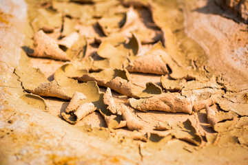 cracked soil ground ,desert cracks, Dry soil Arid,drought land. Caused by global warming and deforestation.