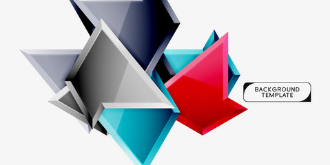 Obraz premium Bright colorful triangular poly 3d composition,abstract geometric background, minimal design, polygonal futuristic poster