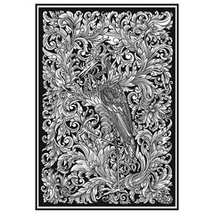 carved openwork pattern. indonesia motif. bird illustration Pattern suitable for laser cutting, plotter cutting or printing
