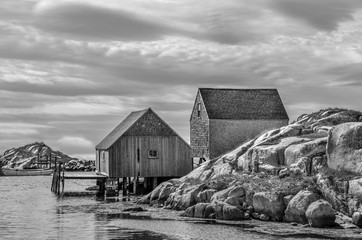 nova scotia fishing sheds black and white