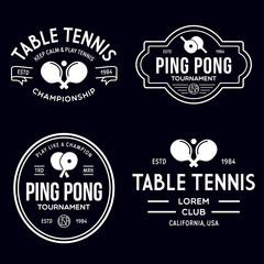 Printvector set of ping pong logos, emblems and design elements. table tennis logotype templates and badges. - obrazy, fototapety, plakaty